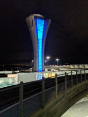 SFO Control tower, night.
