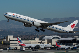Air China Boeing 777-300ER departs LAX