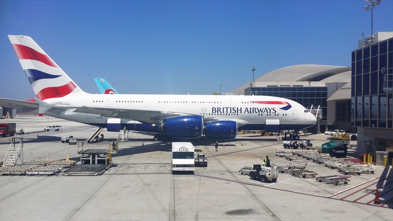 Image: British Airways' A380-841 with registration ID G-XLEG at Los Angeles Airport (US)