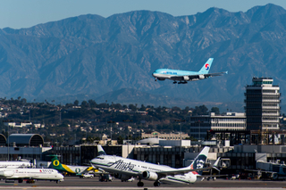 Korean A380 approaches the north compex at LAX