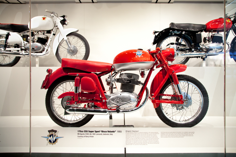 Image: Installation view of "Moto Bellissima: Italian Motorcycles from the 1950s and 1960s"