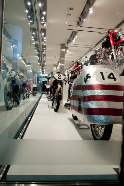 Image: Installation view of "Moto Bellissima: Italian Motorcycles from the 1950s and 1960s"