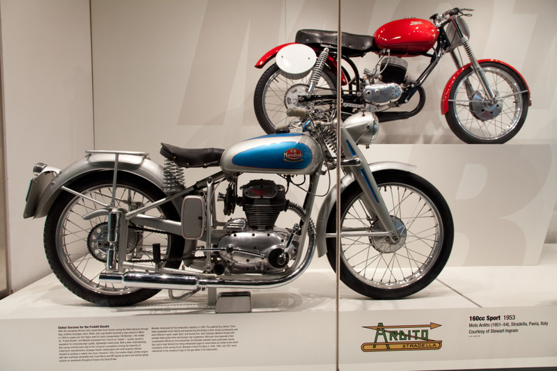 Image: Installation view of "Moto Bellissima: Italian Motorcycles from the 1950s and 1960s"