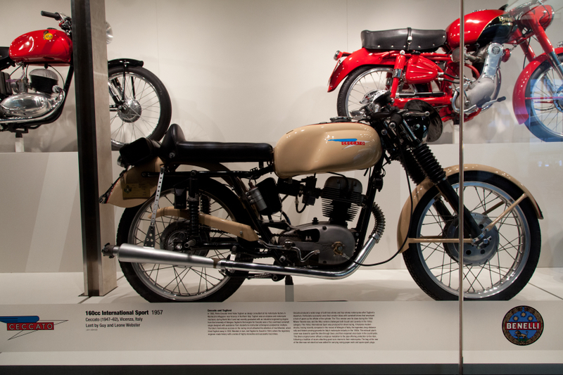Image: Installation view of "Moto Bellissima: Italian Motorcycles from the 1950s and 1960s"