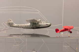 Image: Installation view of "Aviation Evolutions: The Jim Lund 1:72 Scale Model Airplane Collection"