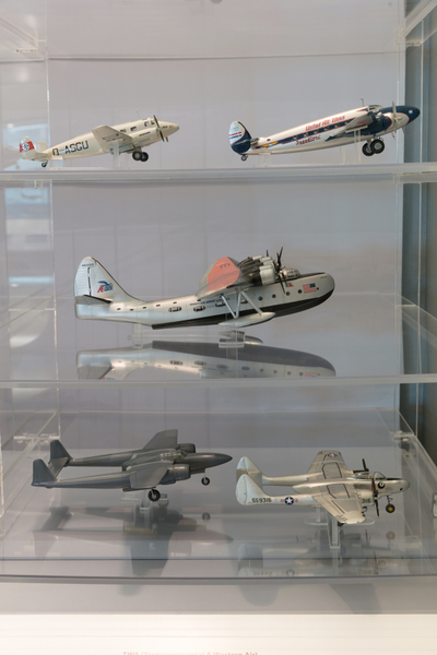 Image: Installation view of "Aviation Evolutions: The Jim Lund 1:72 Scale Model Airplane Collection"