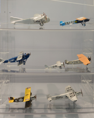 Image: Installation view of "Aviation Evolutions: The Jim Lund 1:72 Scale Model Airplane Collection"