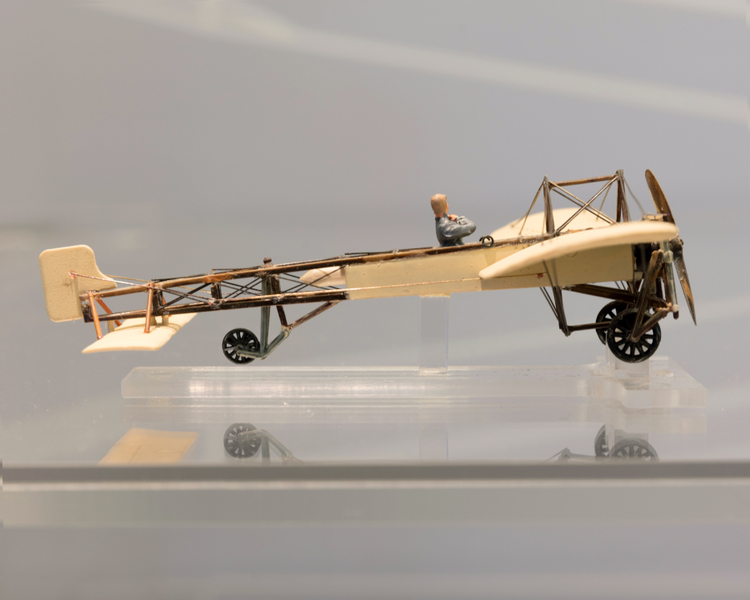 Image: Installation view of "Aviation Evolutions: The Jim Lund 1:72 Scale Model Airplane Collection"