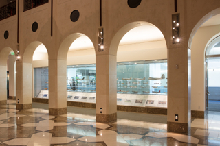 Image: Installation view of "Aviation Evolutions: The Jim Lund 1:72 Scale Model Airplane Collection"