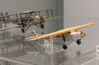 Image: Installation view of "Aviation Evolutions: The Jim Lund 1:72 Scale Model Airplane Collection"