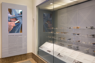 Image: Installation view of "Aviation Evolutions: The Jim Lund 1:72 Scale Model Airplane Collection"