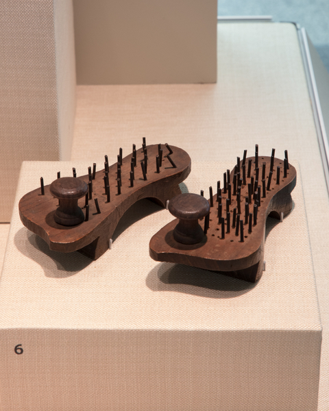 Image: Installation view of "Stepping Out: Shoes in World Cultures"