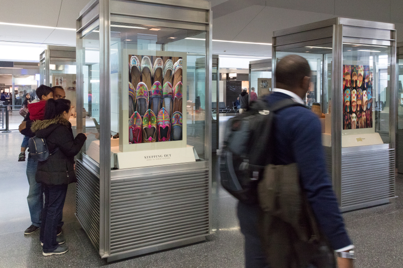 Image: Installation view of "Stepping Out: Shoes in World Cultures"