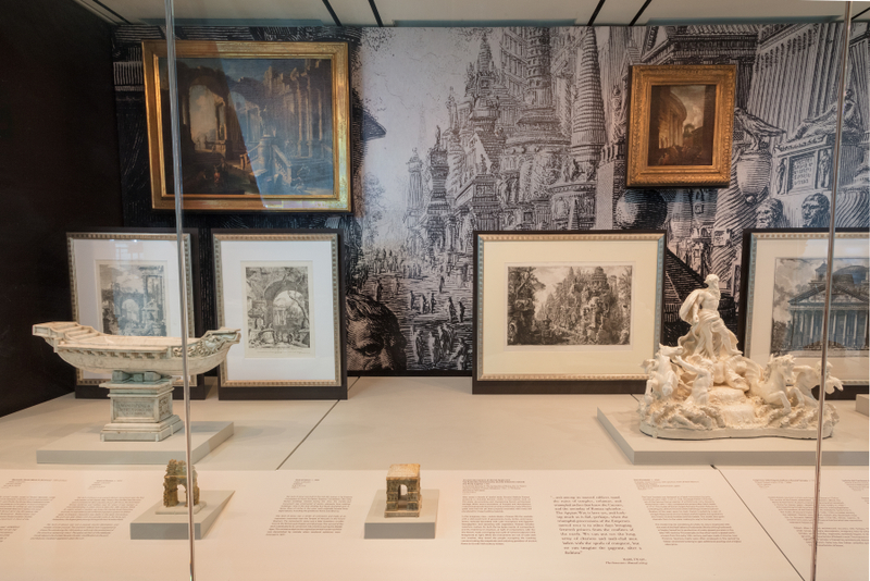 Image: Installation view of "All Roads Lead to Rome: 17th - 19th Century Architectural Models from the Collection of Piraneseum"