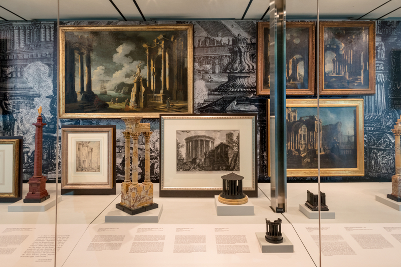 Image: Installation view of "All Roads Lead to Rome: 17th - 19th Century Architectural Models from the Collection of Piraneseum"