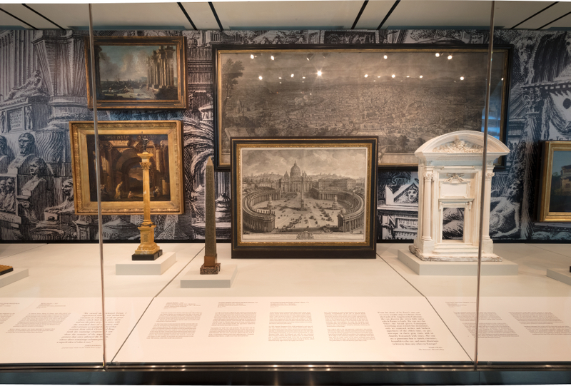 Image: Installation view of "All Roads Lead to Rome: 17th - 19th Century Architectural Models from the Collection of Piraneseum"