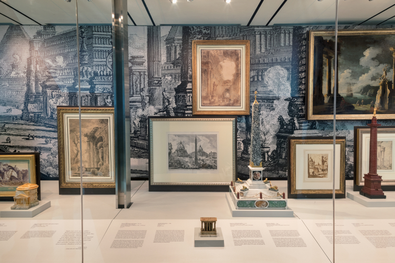 Image: Installation view of "All Roads Lead to Rome: 17th - 19th Century Architectural Models from the Collection of Piraneseum"