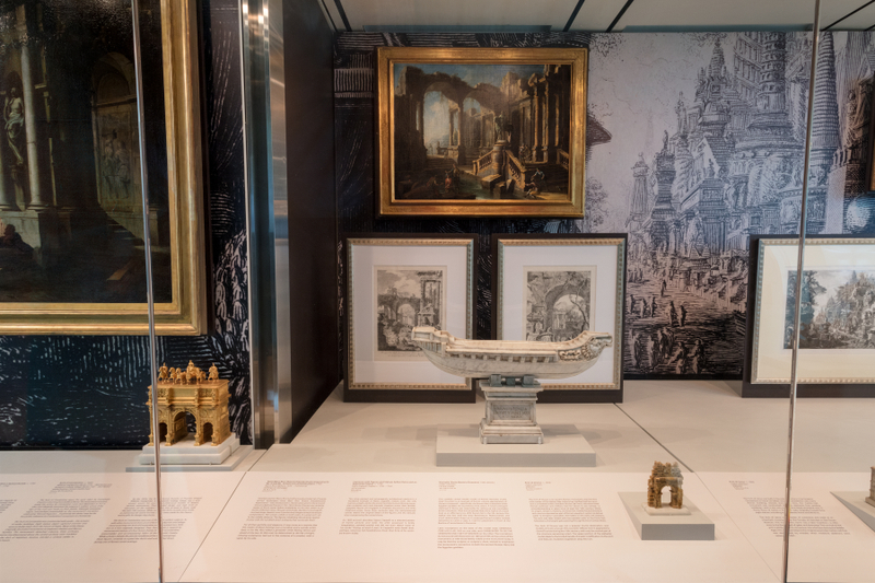 Image: Installation view of "All Roads Lead to Rome: 17th - 19th Century Architectural Models from the Collection of Piraneseum"