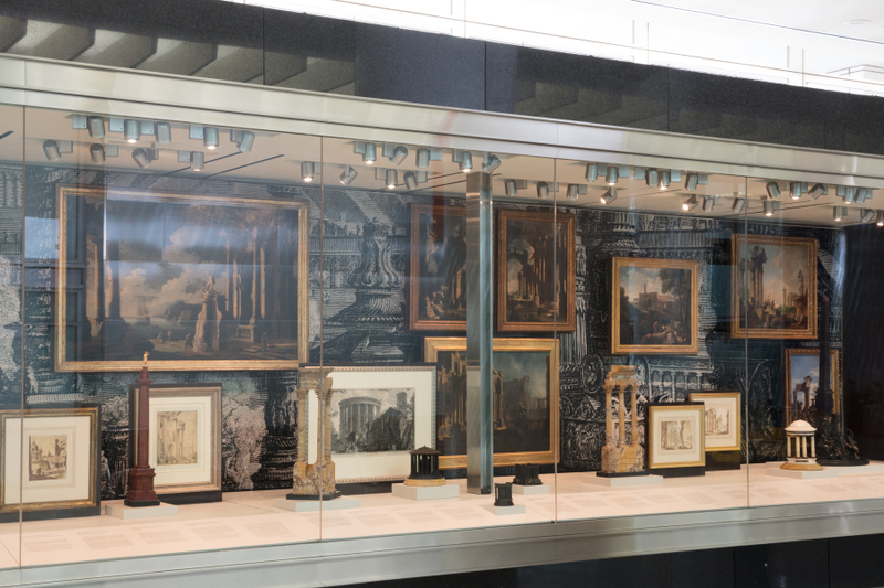 Image: Installation view of "All Roads Lead to Rome: 17th - 19th Century Architectural Models from the Collection of Piraneseum"