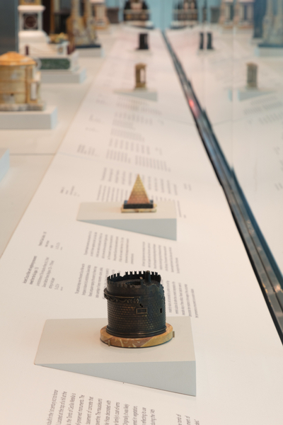 Image: Installation view of "All Roads Lead to Rome: 17th - 19th Century Architectural Models from the Collection of Piraneseum"
