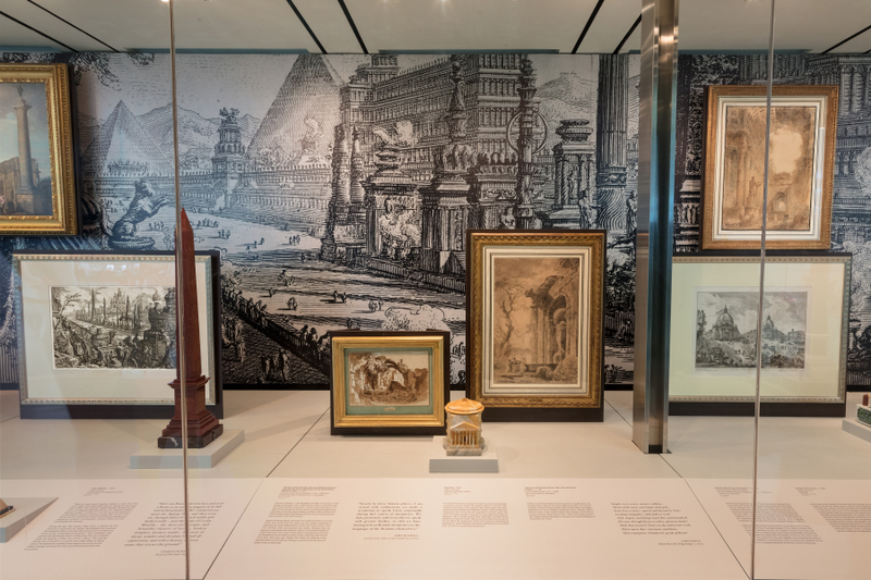 Image: Installation view of "All Roads Lead to Rome: 17th - 19th Century Architectural Models from the Collection of Piraneseum"