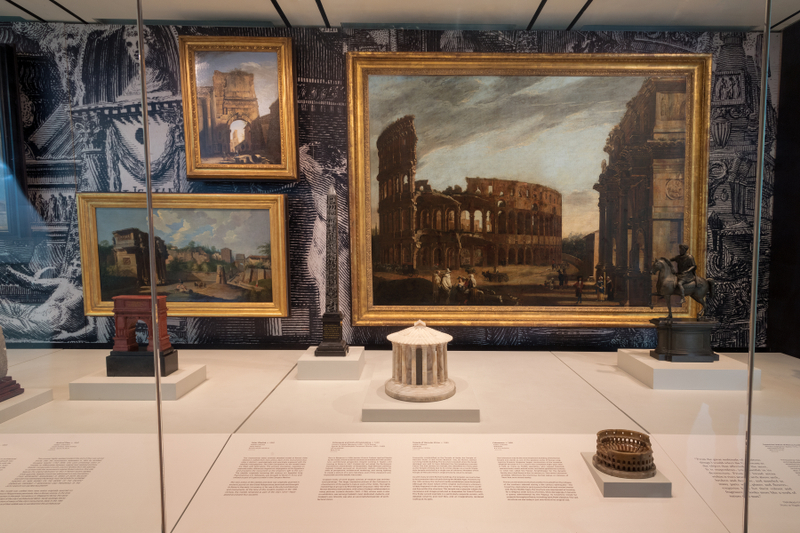 Image: Installation view of "All Roads Lead to Rome: 17th - 19th Century Architectural Models from the Collection of Piraneseum"