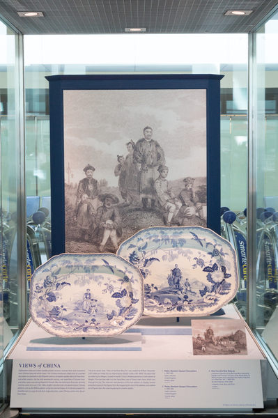 Image: Installation view of "From Print to Plate: Views of the East on Transferware"