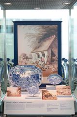 Image: Installation view of "From Print to Plate: Views of the East on Transferware"