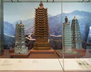 Installation view of "The Tushanwan Pagodas: Models from the 1915 Panama-Pacific International Exposition"