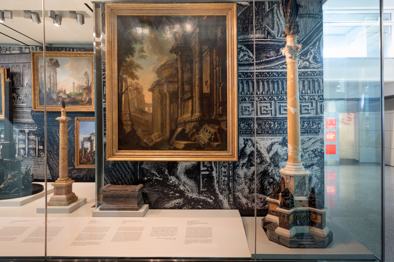 Image: Installation view of "All Roads Lead to Rome: 17th - 19th Century Architectural Models from the Collection of Piraneseum"