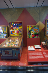 Installation view of "Pinball! From Bagatelle to Rainbow and Flipper to Twilight Zone"