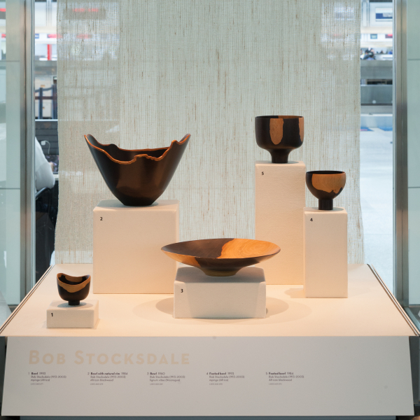 Image: Installation view of "Turn, Weave, Fire and Fold: Vessels from the Forrest L. Merrill Collection"