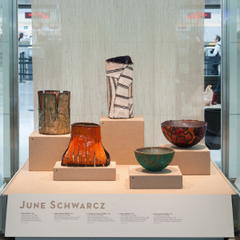 Image: Installation view of "Turn, Weave, Fire and Fold: Vessels from the Forrest L. Merrill Collection"