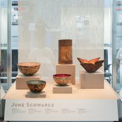 Image: Installation view of "Turn, Weave, Fire and Fold: Vessels from the Forrest L. Merrill Collection"