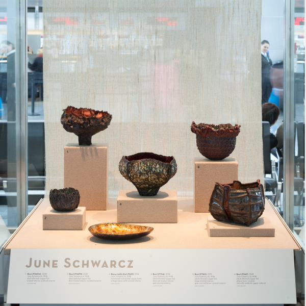 Image: Installation view of "Turn, Weave, Fire and Fold: Vessels from the Forrest L. Merrill Collection"