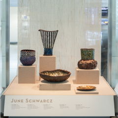 Image: Installation view of "Turn, Weave, Fire and Fold: Vessels from the Forrest L. Merrill Collection"