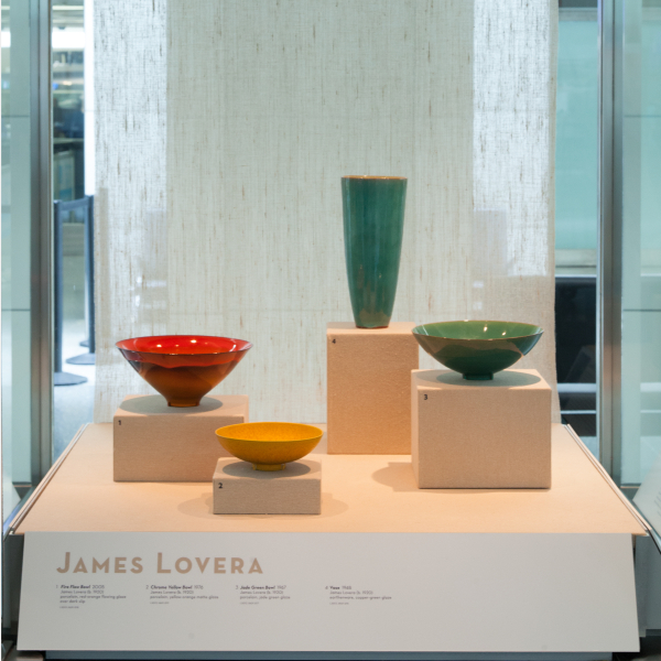 Image: Installation view of "Turn, Weave, Fire and Fold: Vessels from the Forrest L. Merrill Collection"