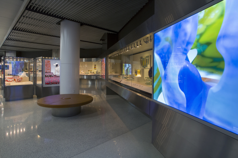 Image: Installation view of "Studio Glass, The Art of Marvin Lipofsky, Richard Marquis, John Lewis and Elin Christopherson"