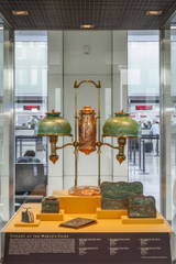 Image: Installation view of "A Radiant Light: The Artistry of Louis C. Tiffany"