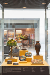 Image: Installation view of "A Radiant Light: The Artistry of Louis C. Tiffany"
