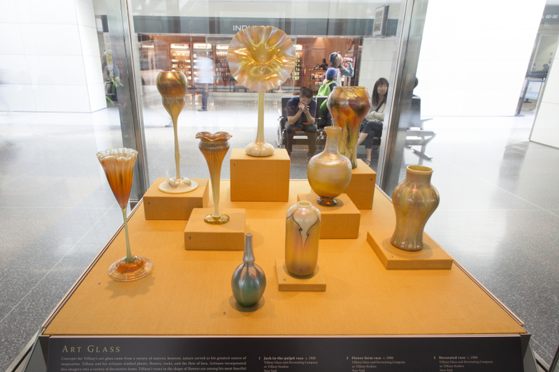 Image: Installation view of "A Radiant Light: The Artistry of Louis C. Tiffany"