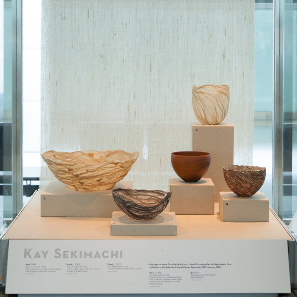Image: Installation view of "Turn, Weave, Fire and Fold: Vessels from the Forrest L. Merrill Collection"
