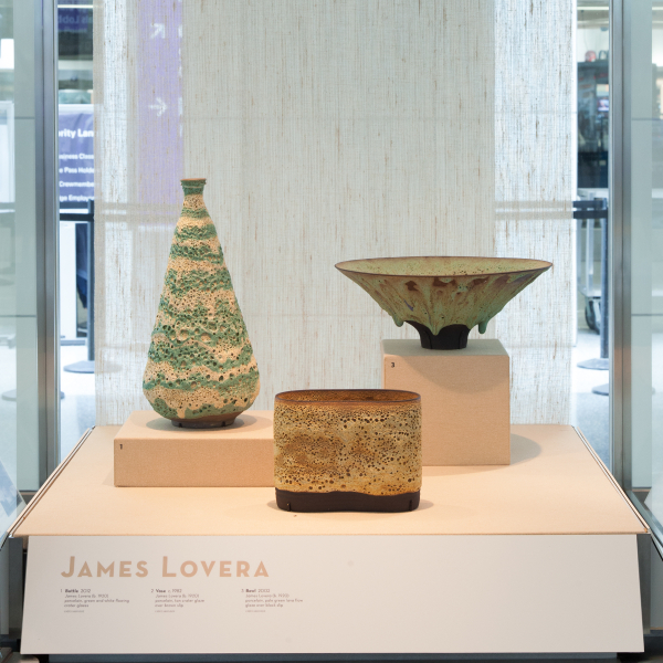 Image: Installation view of "Turn, Weave, Fire and Fold: Vessels from the Forrest L. Merrill Collection"