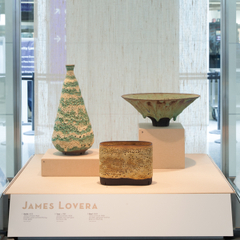 Image: Installation view of "Turn, Weave, Fire and Fold: Vessels from the Forrest L. Merrill Collection"