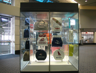 Image: Installation view of "The Flight Bag: Icon of Air Travel"