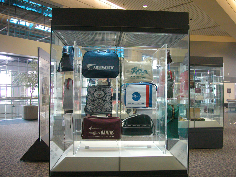Image: Installation view of "The Flight Bag: Icon of Air Travel"