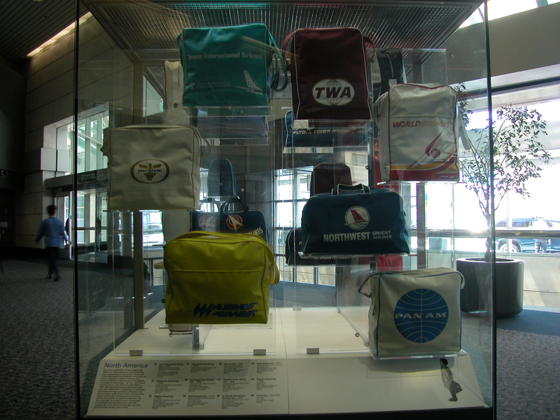 Image: Installation view of "The Flight Bag: Icon of Air Travel"