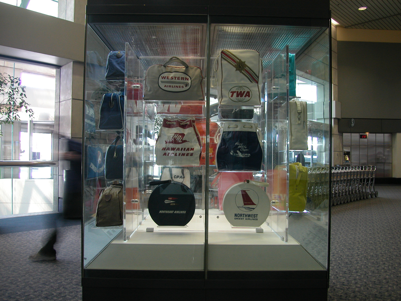 Image: Installation view of "The Flight Bag: Icon of Air Travel"