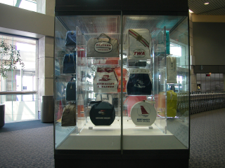 Image: Installation view of "The Flight Bag: Icon of Air Travel"