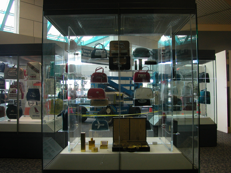 Image: Installation view of "The Flight Bag: Icon of Air Travel"